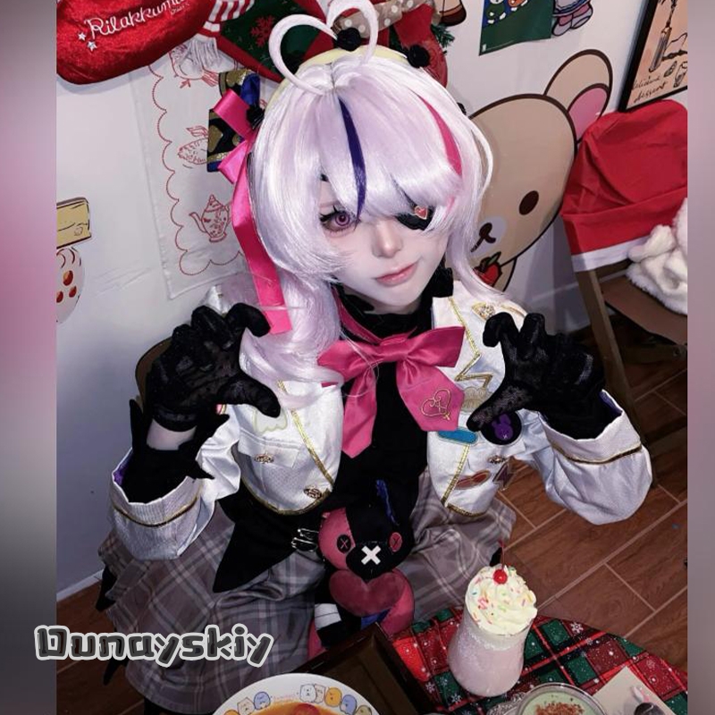 Japanese Fan - BkiM*/マリア・マリオネット仮想アイドル長袖アイドル衣装アニメ VTuber コスプレファンのためのアイドル衣装白衣ドレスウィッグ弓