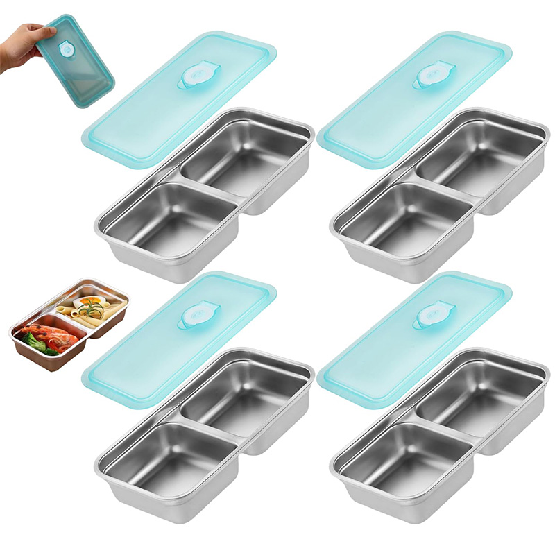 Bento Box - ポータブルステンレス鋼鮮度保持ボックス食品容器多機能冷蔵庫収納ボックス長方形ランチボックス弁当