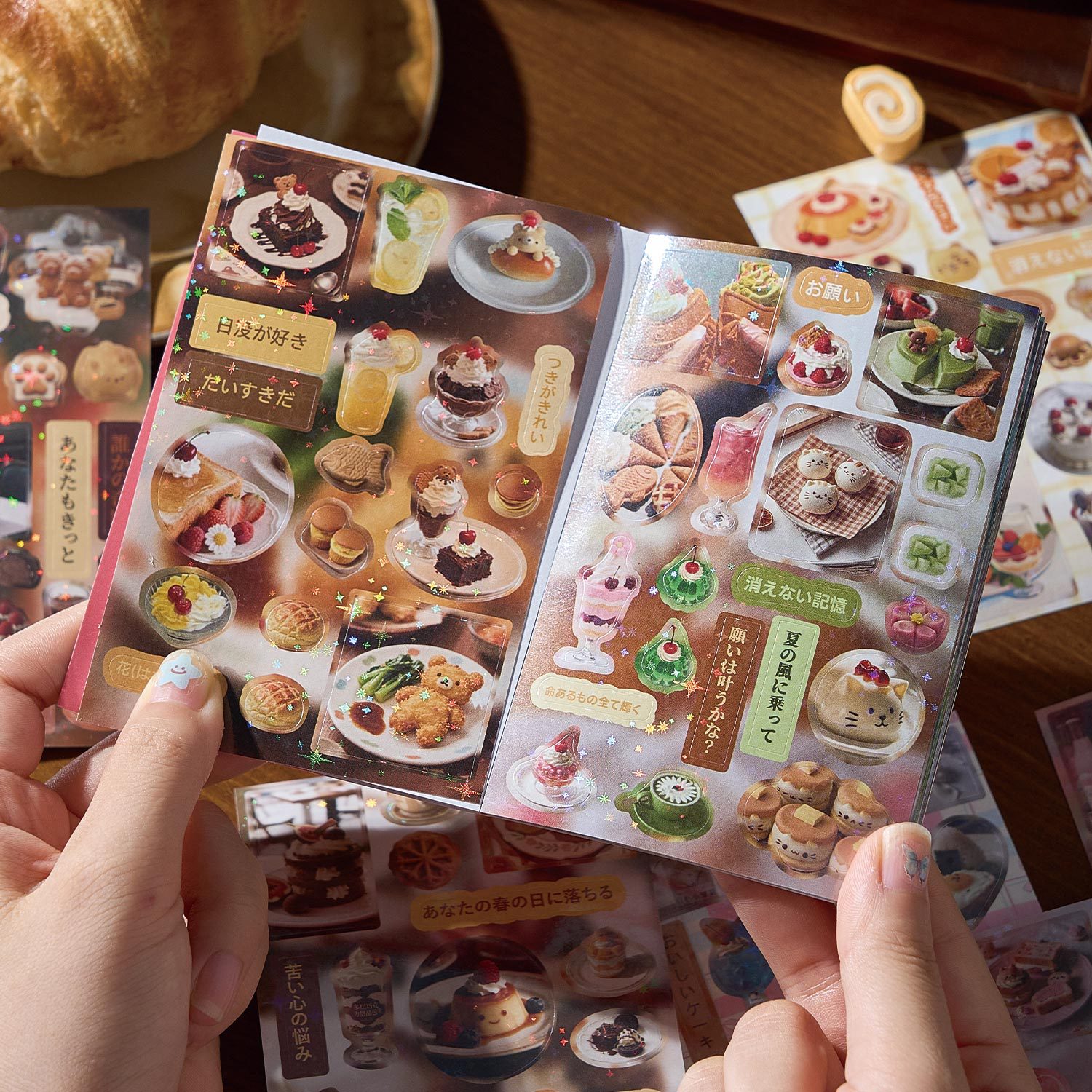 Japanese Snacks - 30枚入り ヴィンテージ風カットメーブルステッカーブック、和風スナック＆デザートをテーマにしたデコレーションステッカー