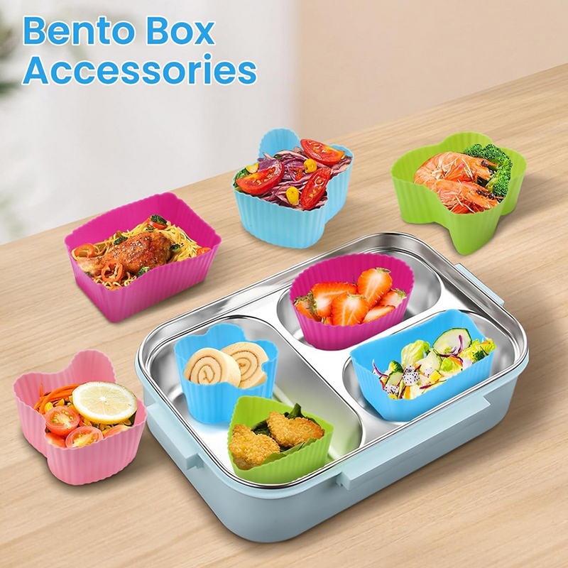 8 個のシリコンランチボックスディバイダー子供用キッズスクー - Bento Box のレビューと価格
