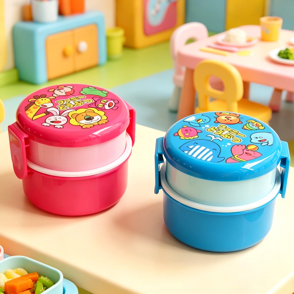 ミニ動物ランチボックス日本製二層丸型かわいい弁当箱子供用フル - Japanese Snacks のレビューと価格