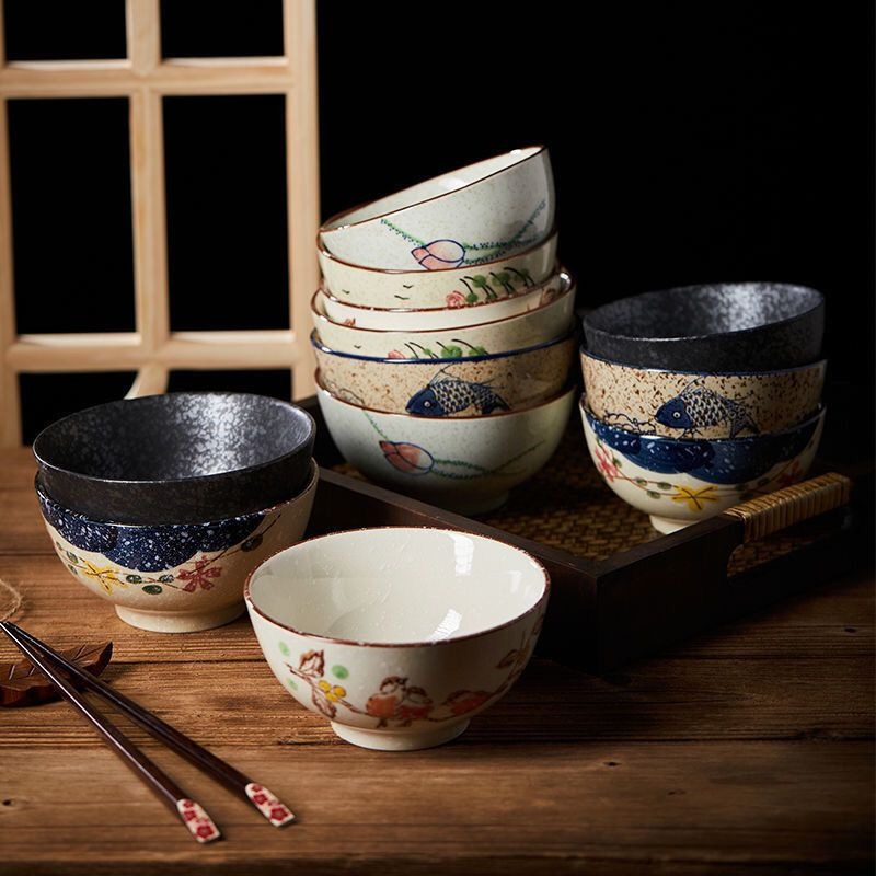 5インチ和風セラミックライスボウル、厚みのある耐熱性、高足ボ - Japanese Pottery のレビューと価格