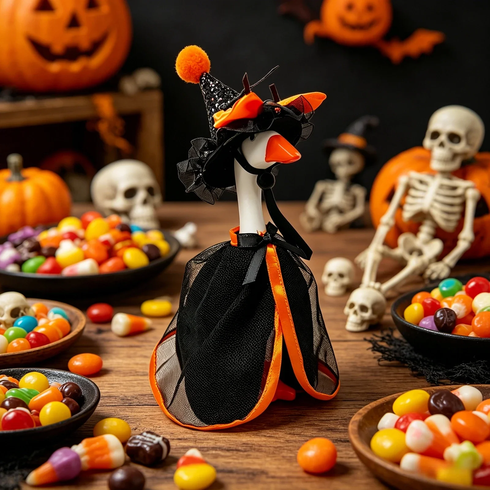 7インチのミニガチョウの置物用ハロウィーンデスクガチョウコス - Matcha のレビューと価格