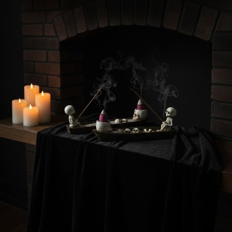スカルボート型インセンスホルダー、ユニークなレジン製インセン - Incense Holder のレビューと価格